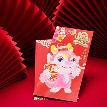 Виетнамски Нова Година Червени пликове Годината на Дракона Хонг Бао Червени Пликове 2024 Пликове с пари на Късмет Червен Пакет Пролетен фестивал