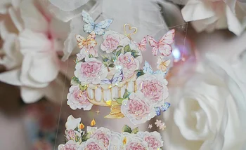 Декоративна стикер Vinage Floral Свещ Shadow Washi от PET лента за направата на картички за scrapbooking 