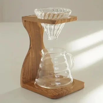 Дървена Поставка за Пипети за кафе са Ръчно изработени Стойка за приготвяне на кафе Качествен Дървен Държач на филтър за кафе Удар