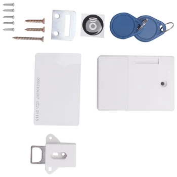 Електронен RFID заключване за шкаф с дървено чекмедже, готови за употреба и програмиране (бял)