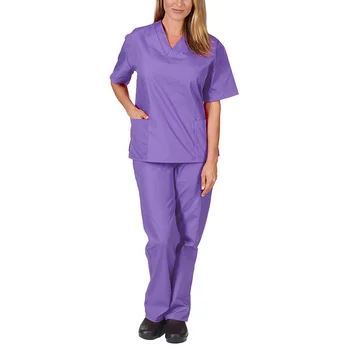 Жена медицински търкане, лек топ с V-образно деколте + ластични панталони, больничная униформи, униформи на медицински сестри, работно облекло за салон за красота