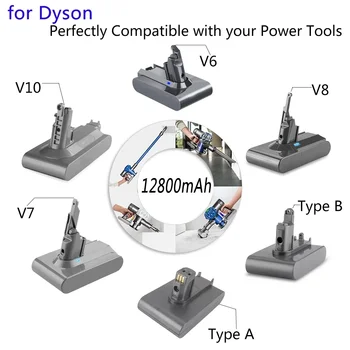 За Дайсън V6, V7 на V8, V10 Тип A/B Взаимозаменяеми Батерия с капацитет 12800 ма за Ръчно Почистване Дайсън Absolute Без Кабел