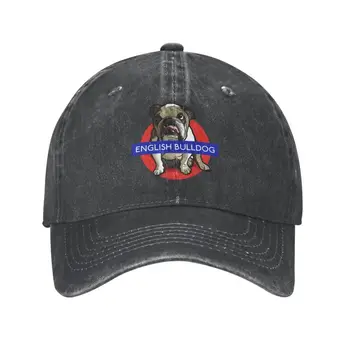 Класически памучен бейзболна шапка Kawaii English Bulldog за жени и мъже, Дишаща Модерна Шапка за папата с британската куче на открито