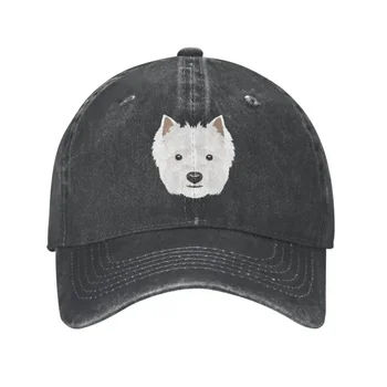 Класически памучен бейзболна шапка с улыбающимся Уест Хайленд Уайт терьером, Дамски Мъжки Регулируема бейзболна шапка Westie Dog Dad, Спортна