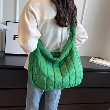 Корейската Памучен чанта-Тоут с Диамант Окото, Дамска чанта, Есен-Зима, Новата Универсална Чанта През рамо с Голям капацитет с Едно рамо