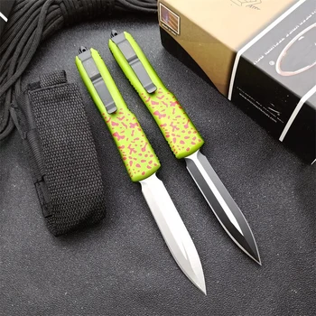 Микро Ултра Нож Mtech Джобен Нож D2 Неръждаема Алуминиева Сплав Зелено Титановое Покритие Дръжка Открит Плодов Нож За Самозащита