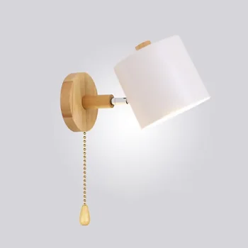 Модерен стенен лампа E27 LED с ключ и щепсел EU US, Регулируеми Дървени стенни лампи, Осветление за дома, Нощно Шкафче, Спалня