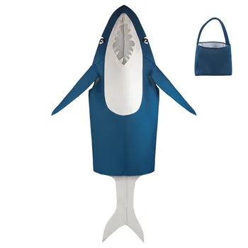 Мъжки карнавалните костюми синя акула Унисекс за Хелоуин за cosplay, женски костюм акула за възрастни с чанта