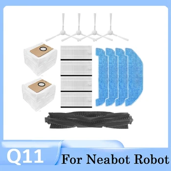 Най-добрите оферти, комплект аксесоари за робота-прахосмукачка Neabot Q11, резервни части, Моющаяся основна странична четка, кърпа за парцал, HEPA-филтър, торба за прах