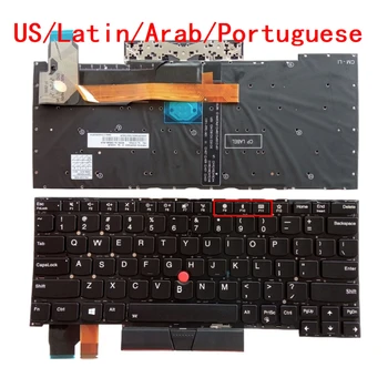 Новата американска латинска Арабската Португалска клавиатура за лаптоп с подсветка за Lenovo Thinkpad X390 Yoga (не X390) Замяна на лаптопа
