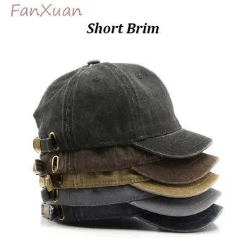 Новата модерна бейзболна шапка с къси полета за мъже, летни шапки от мек памук с выстиранным езда за жените, обикновен слънчеви шапки