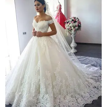 Ново дантелено сватбена рокля с кристали Сватбена рокля Вечерна рокля Сватба голям размер Бална рокля