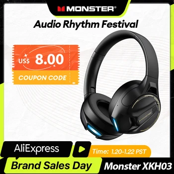 Оригиналната детска слушалки Monster XKH03 Wireless Bluetooth 5.3, спортни сгъваеми слушалки, слушалки със стерео звук, на слушалки с микрофон