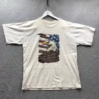 Реколта тениска с изображение на знамето на САЩ Eagle Alore Мъжки XL С къс ръкав и кръгло деколте