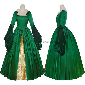 Средновековен cosplay Сам Кралица Зелена рокля на Кралицата на Cosplay Принцеса Бална рокля Богинята на Гражданската война Рокля Музикален костюм