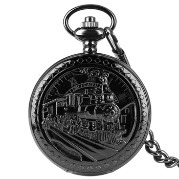 Старинни джобни часовници с клапа на капака с влак за мъже И жени, колие, окачване, верига, Механични часовници Romen dial relogio Montres