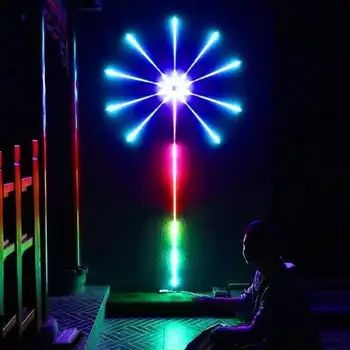 Фойерверки Led лента RGB Управление на звука Симфоничен Фойерверки Светлина Управление на Сватбената Коледна музика Пълен комплект Dream Meteor Lamp